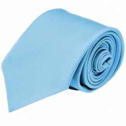 Boys Sky Blue Plain Satin Tie (45'')